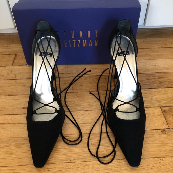 Stuart Weitzman Shoes - Stuart Weitzman Black Zigzag Lace Up Heels